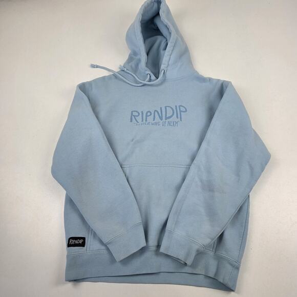 RipNDip Hoodie Small Blue Surf Beach Wave Nerm Cat Graphic Pullover Sweatshirt - Picture 4 of 12